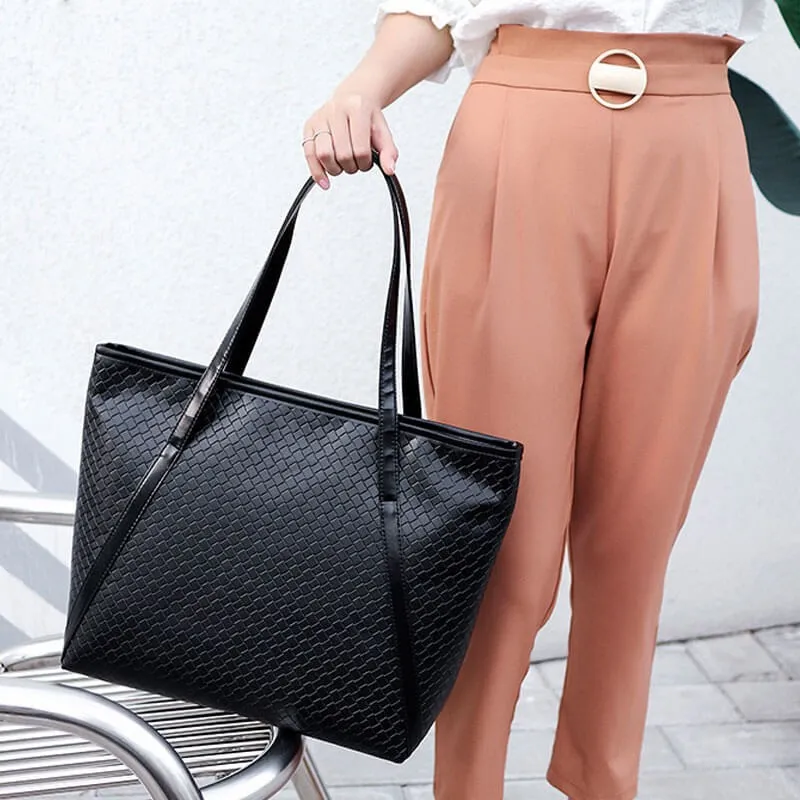 2021 women's stylish elegant large capacity woven handbag shoulder bag