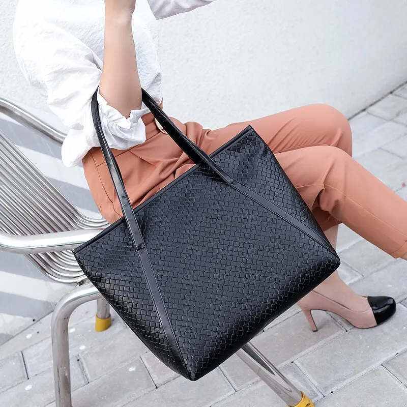 2021 women's stylish elegant large capacity woven handbag shoulder bag