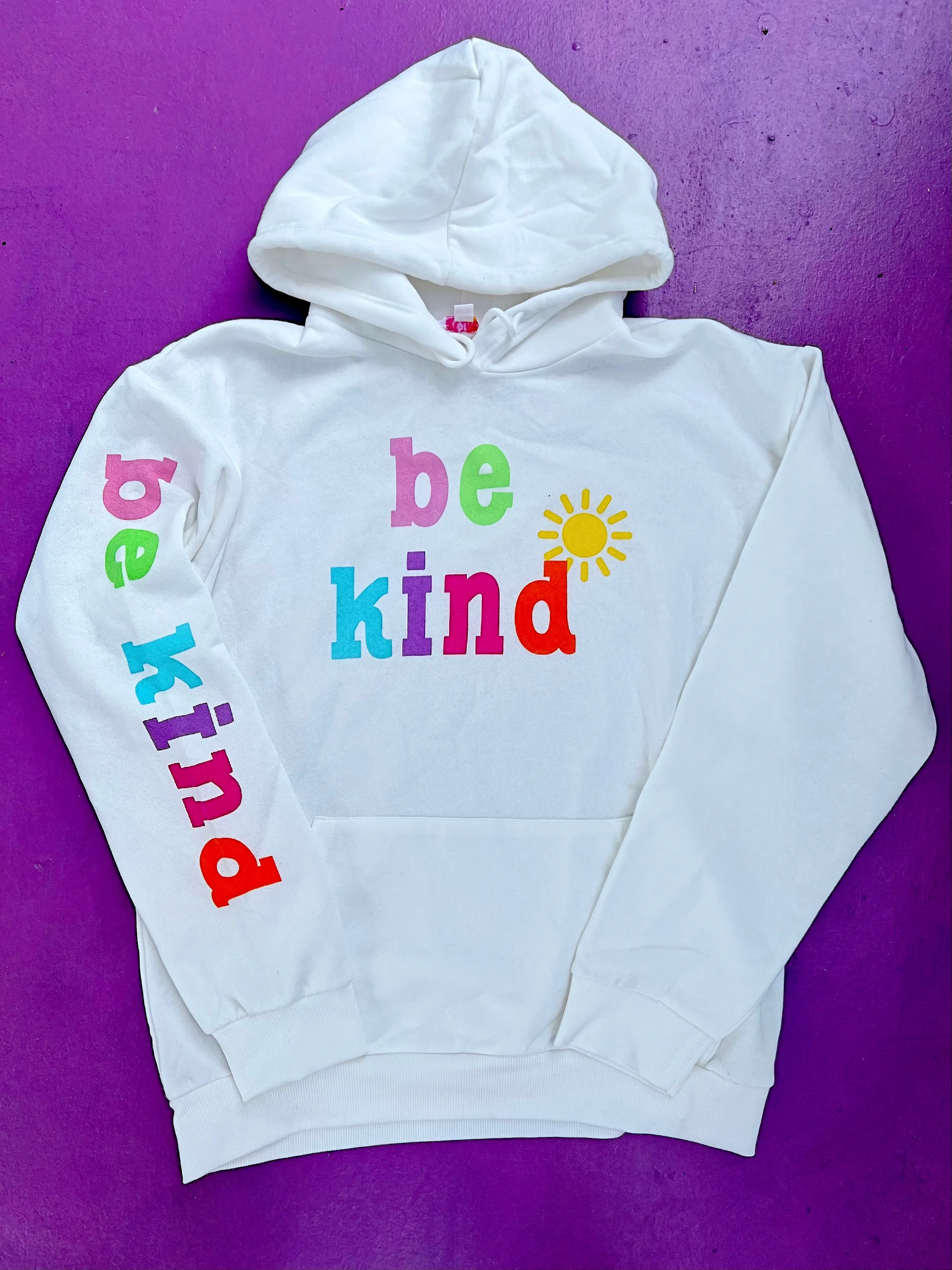 Be Kind White Rainbow Hoodie