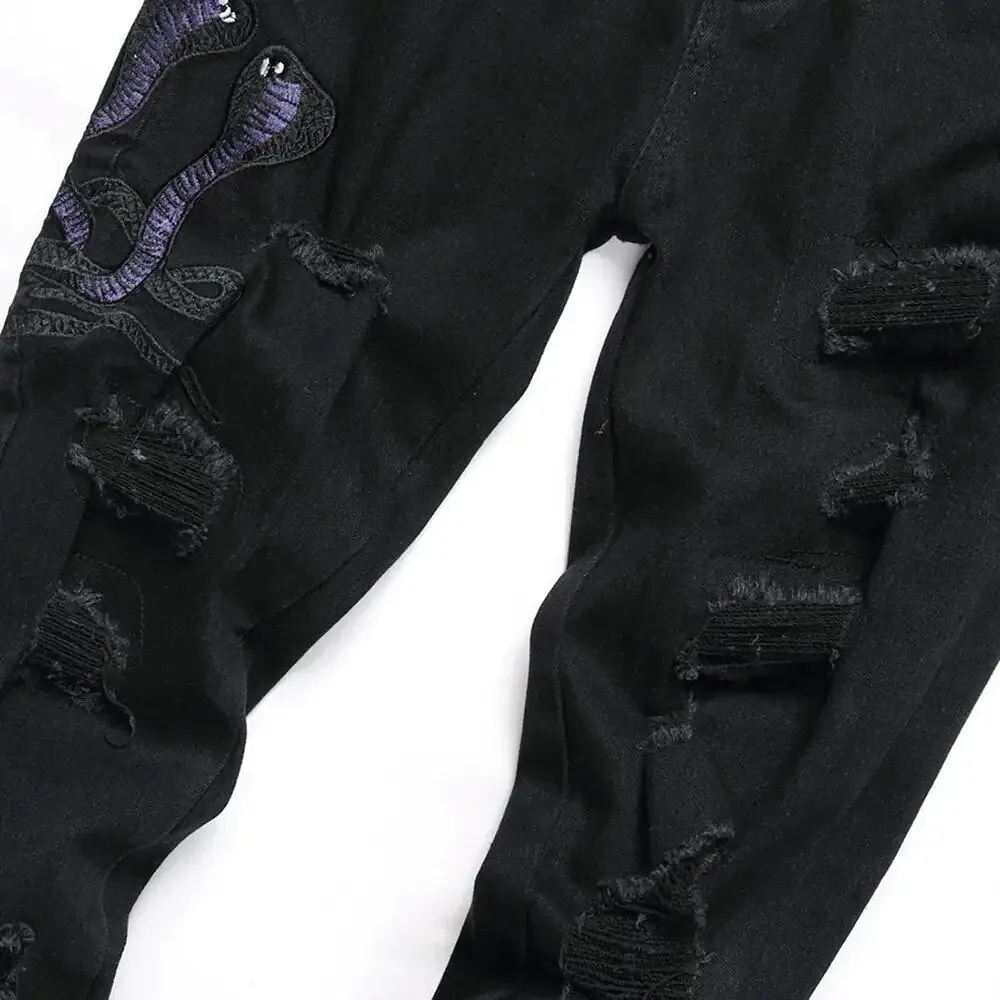 Black Python Jeans