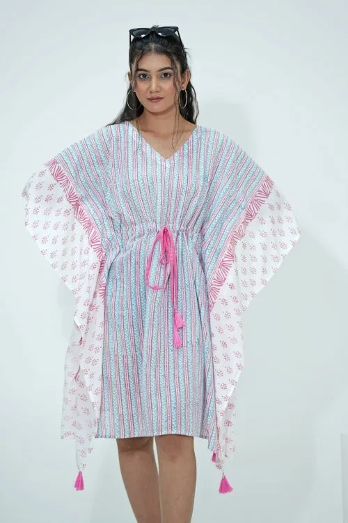 Cotton Candy Hand Block Printed Kaftan