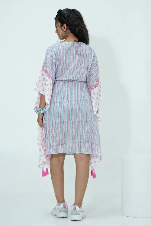 Cotton Candy Hand Block Printed Kaftan