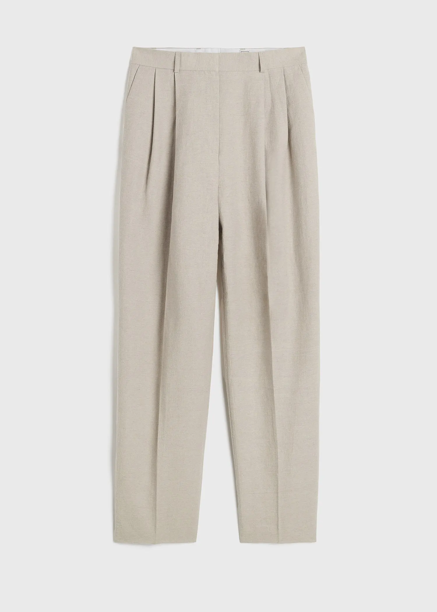 Double-pleated tailored trousers sand