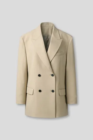 EDUARDO Double-Breasted Notched Lapel Oversized Wool Blend Women's Jacket.