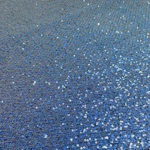 Exclusive Blue Heavy Sequins Embroidery Power Net Fabric