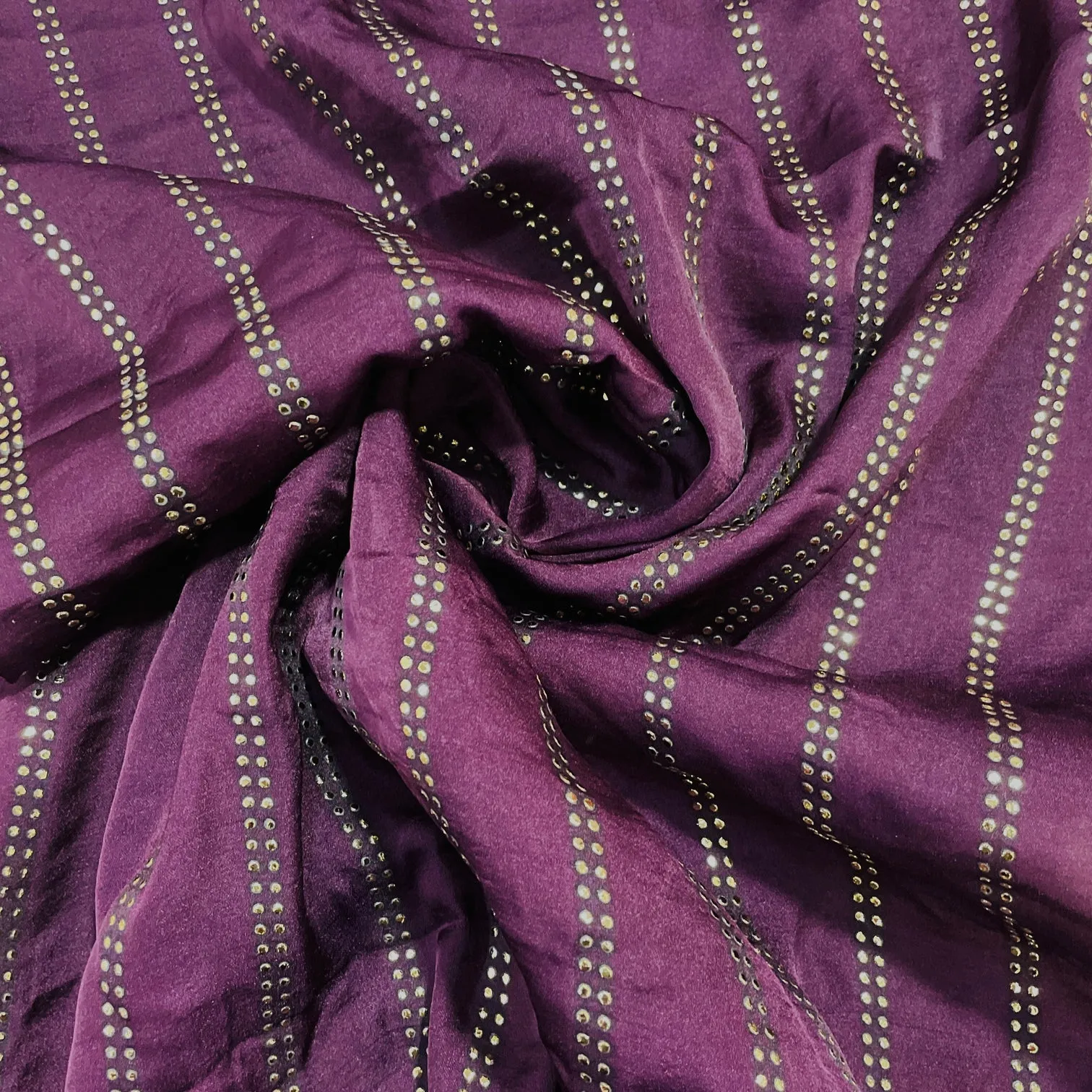 Exclusive Purple Stripe Mukaish Work Silk Fabric