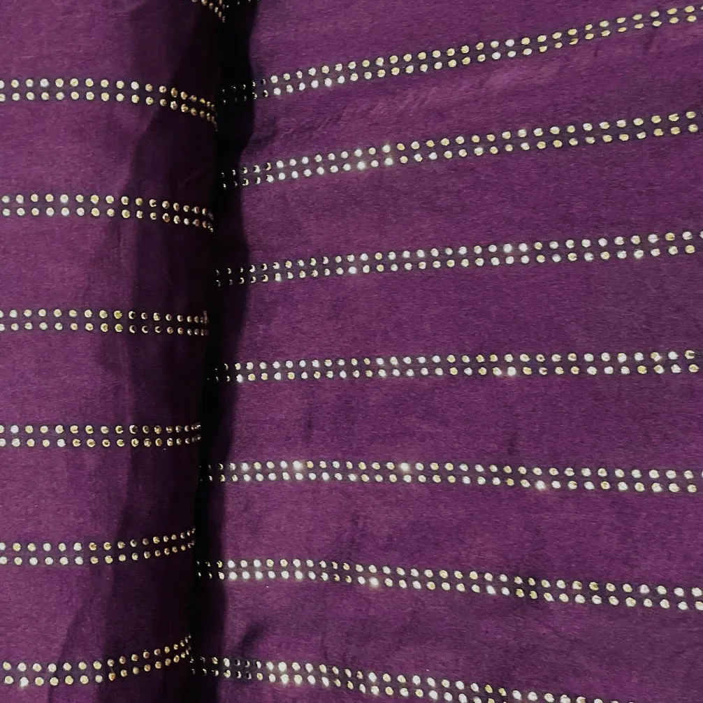 Exclusive Purple Stripe Mukaish Work Silk Fabric