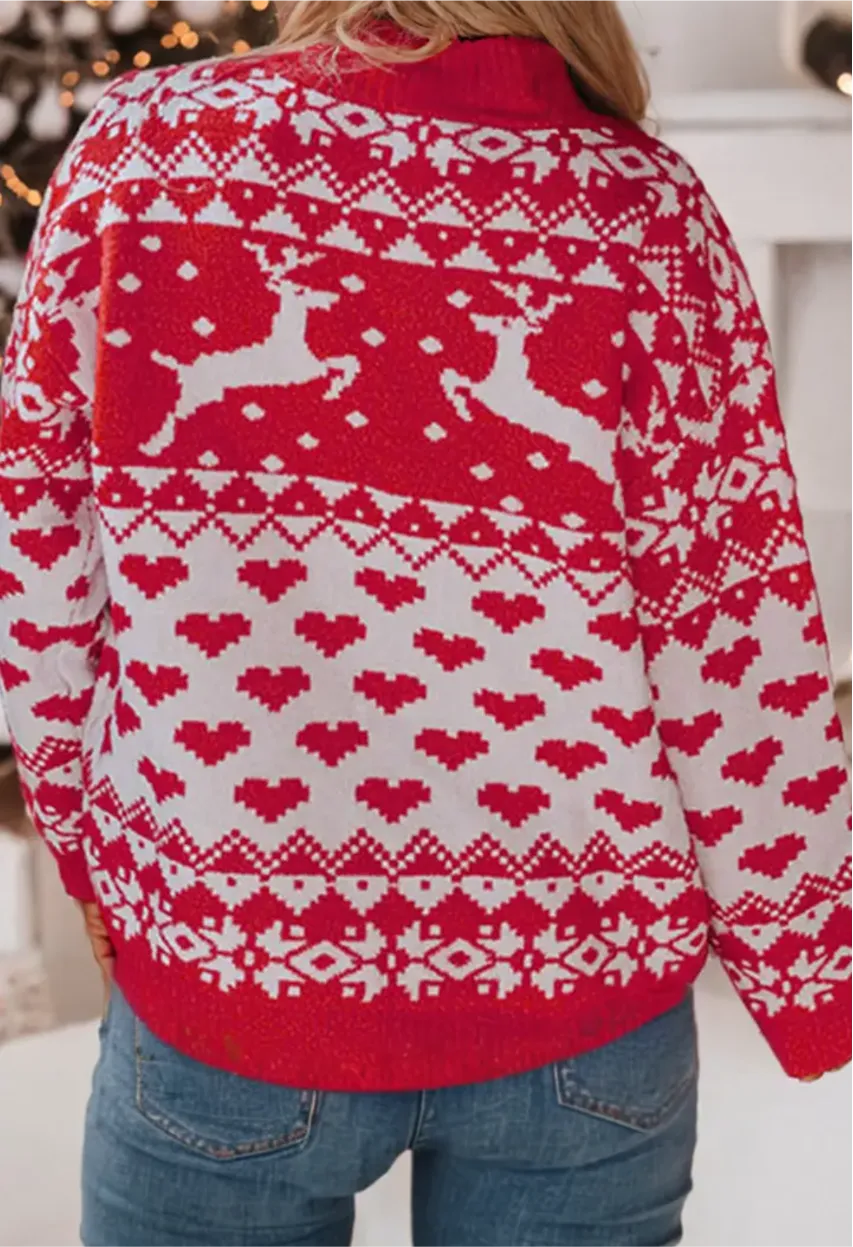 Fiery Red Reindeer Sweater