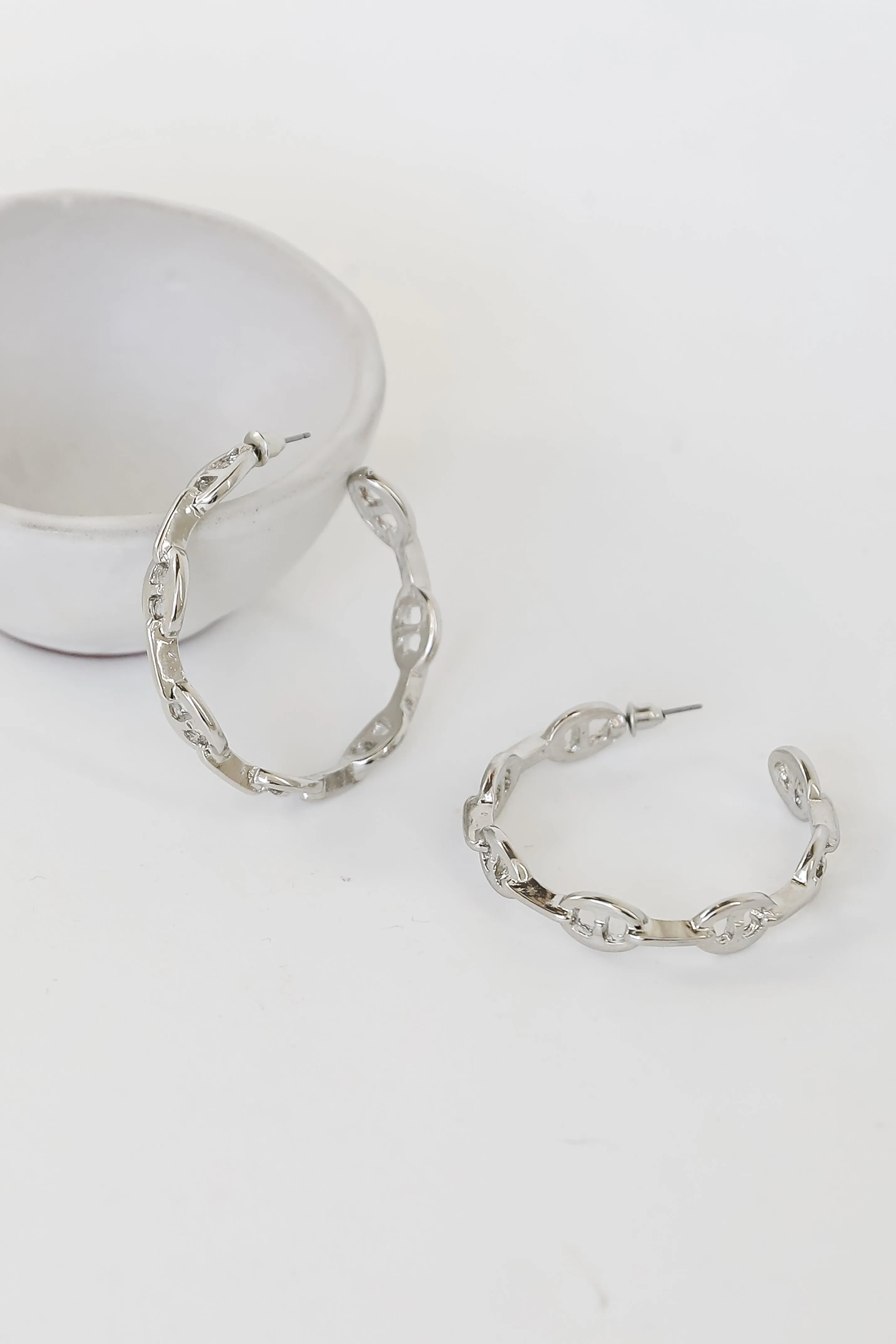 FINAL SALE - London Silver Chain Hoop Earrings