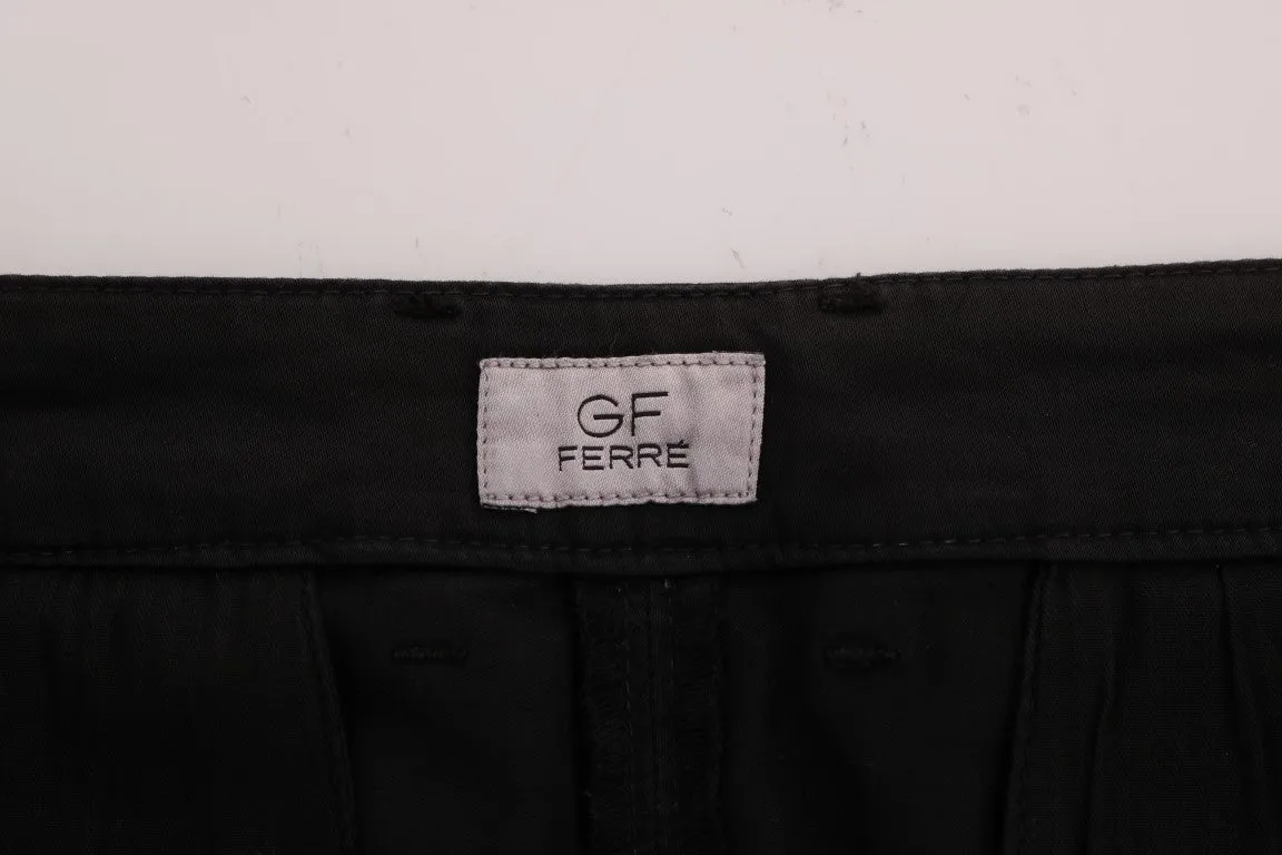 GF Ferre Elegant Slim Fit Black Cotton Trousers