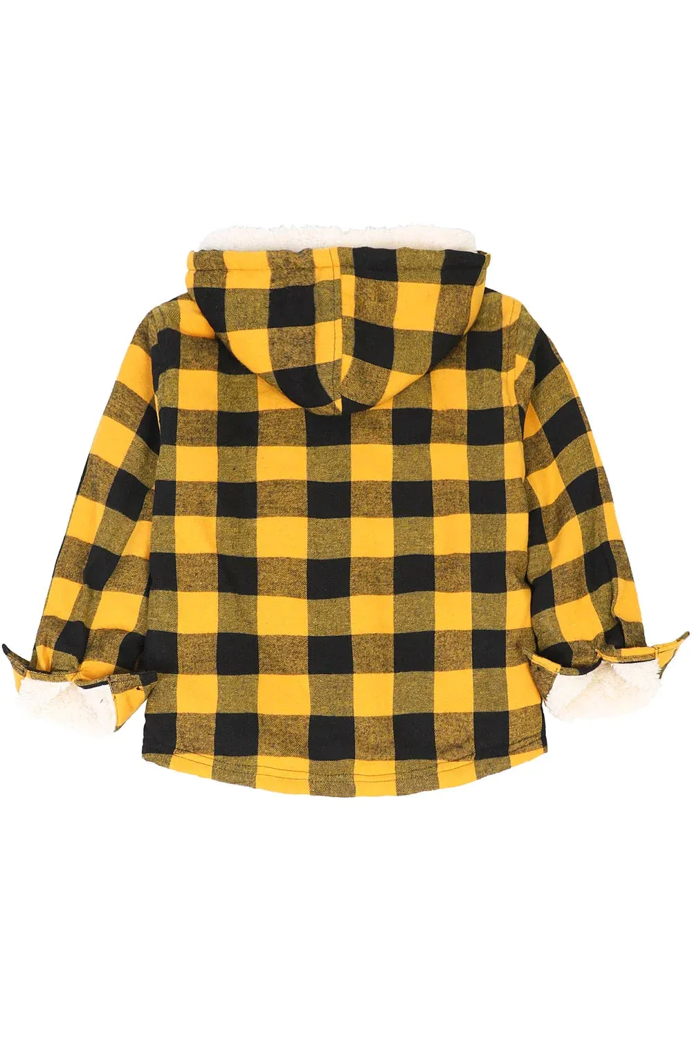 Girls Matching Family Yellow Hooded Plaid Flannel Shirt Jacket