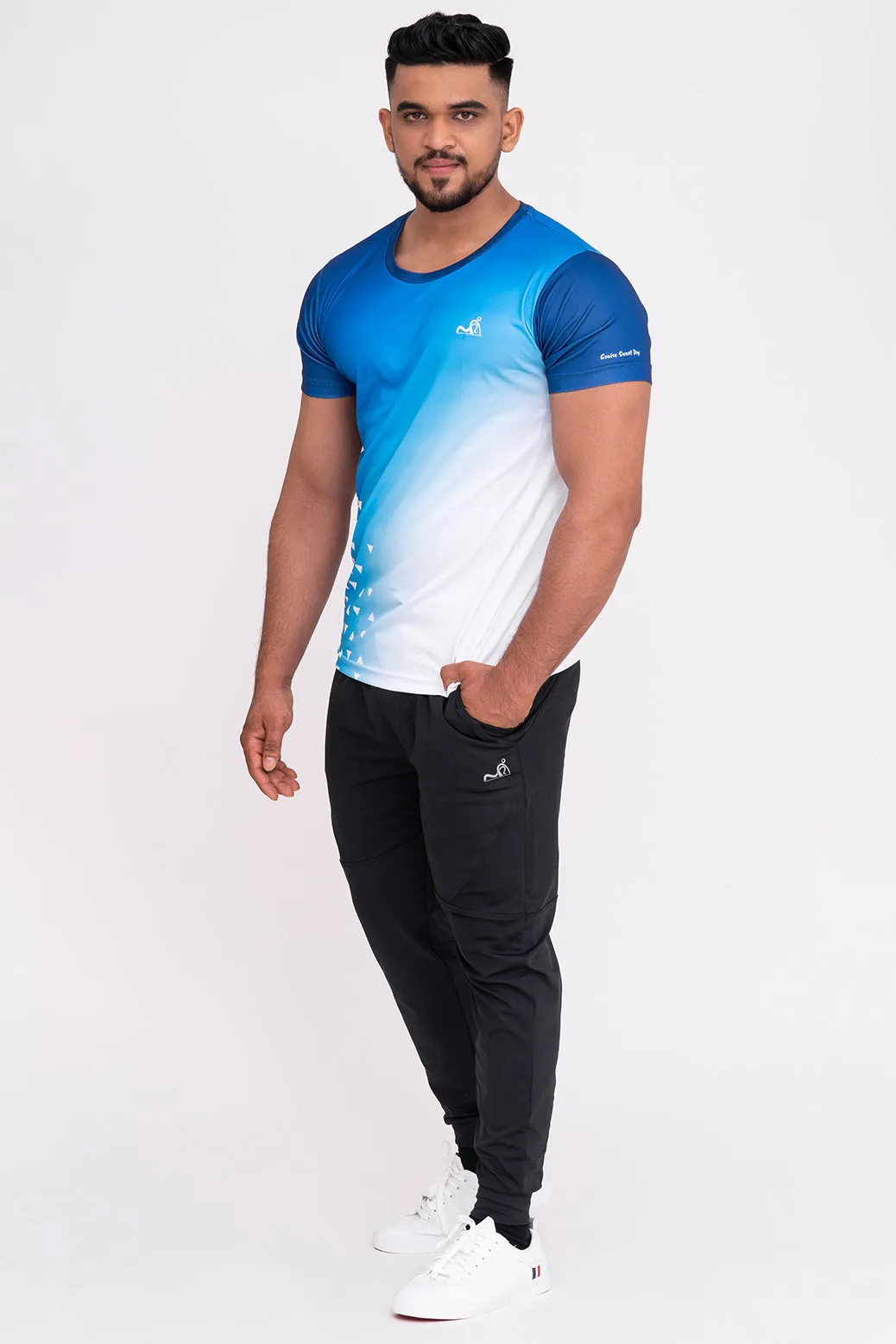 Gradient Round Neck T-Shirt Firozi