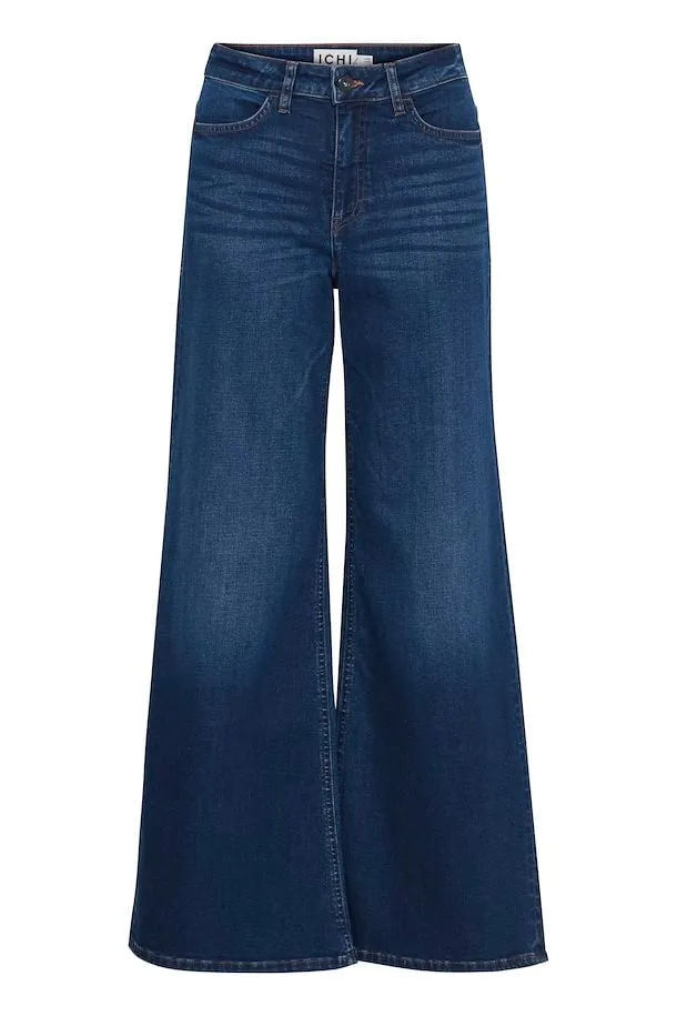 ICHI Twiggy Wide Denim Dark Blue Jeans