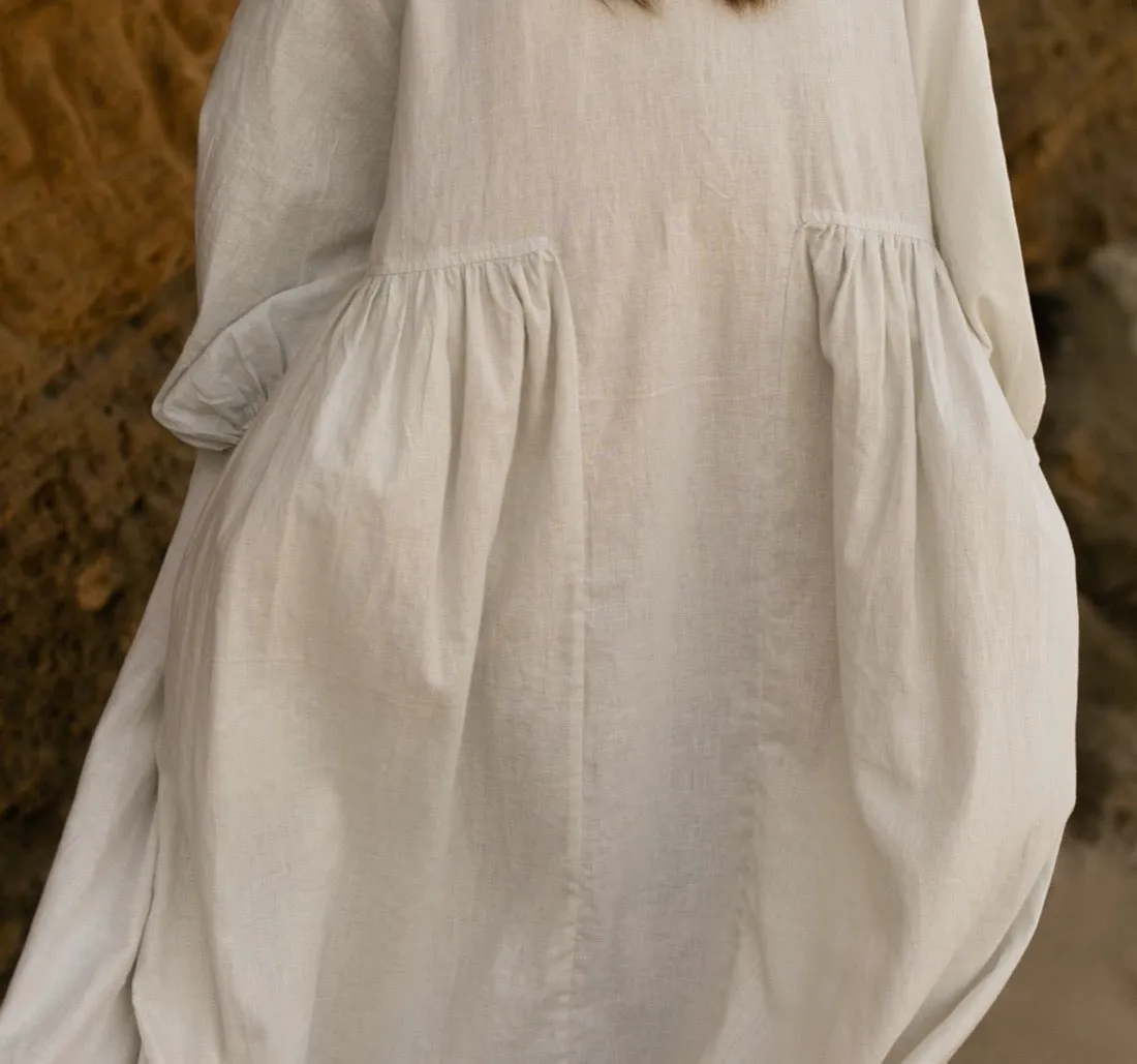 IN STOCK / LINEN SEISOEN DRESS OATMEAL