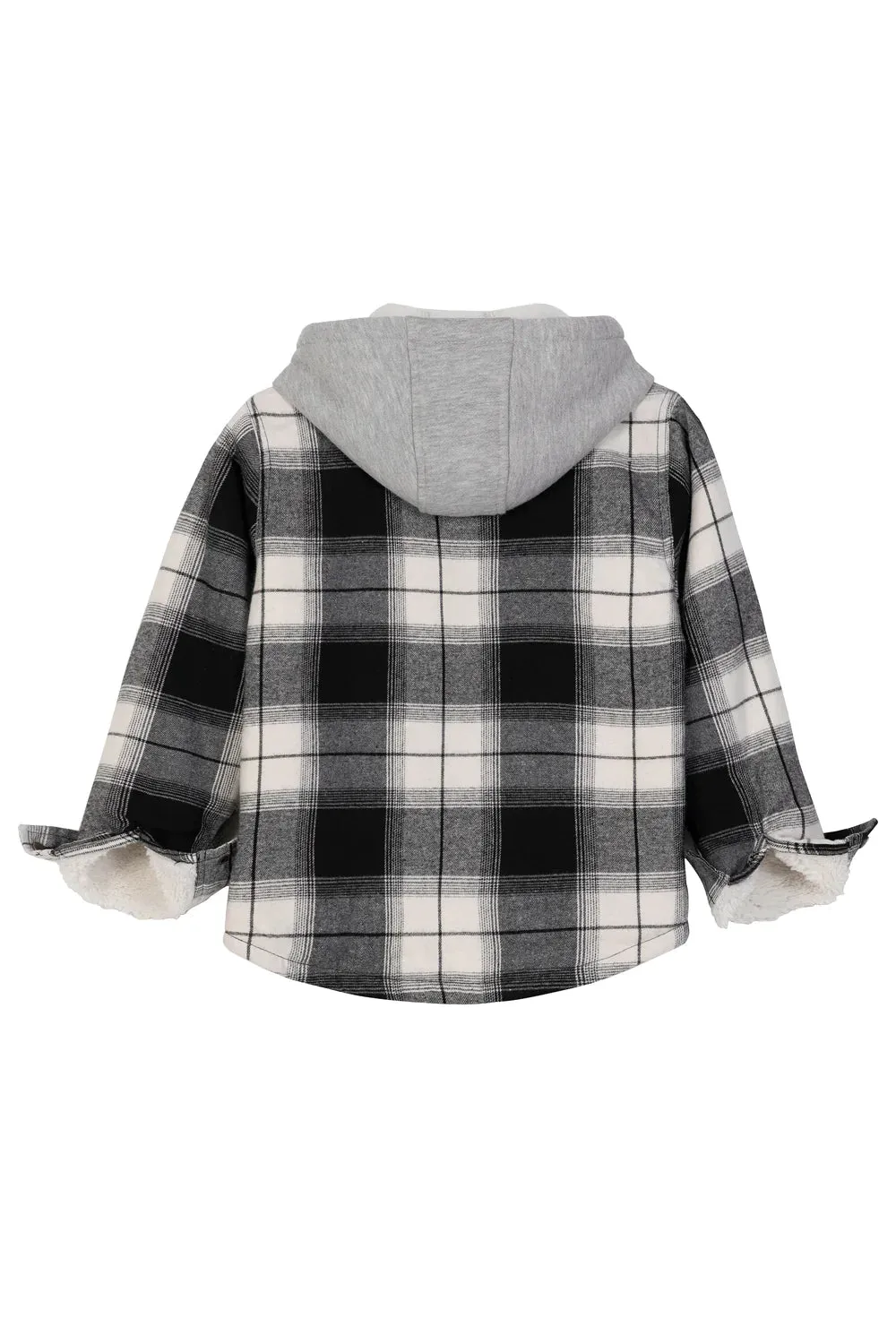 Kids Matching Family Zip Up Black White Plaid Flannel Hoodie