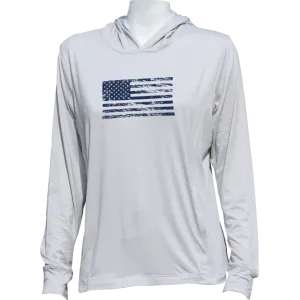 Ladies Blacks Beach Hoodie Vintage Flag - Steel Heather