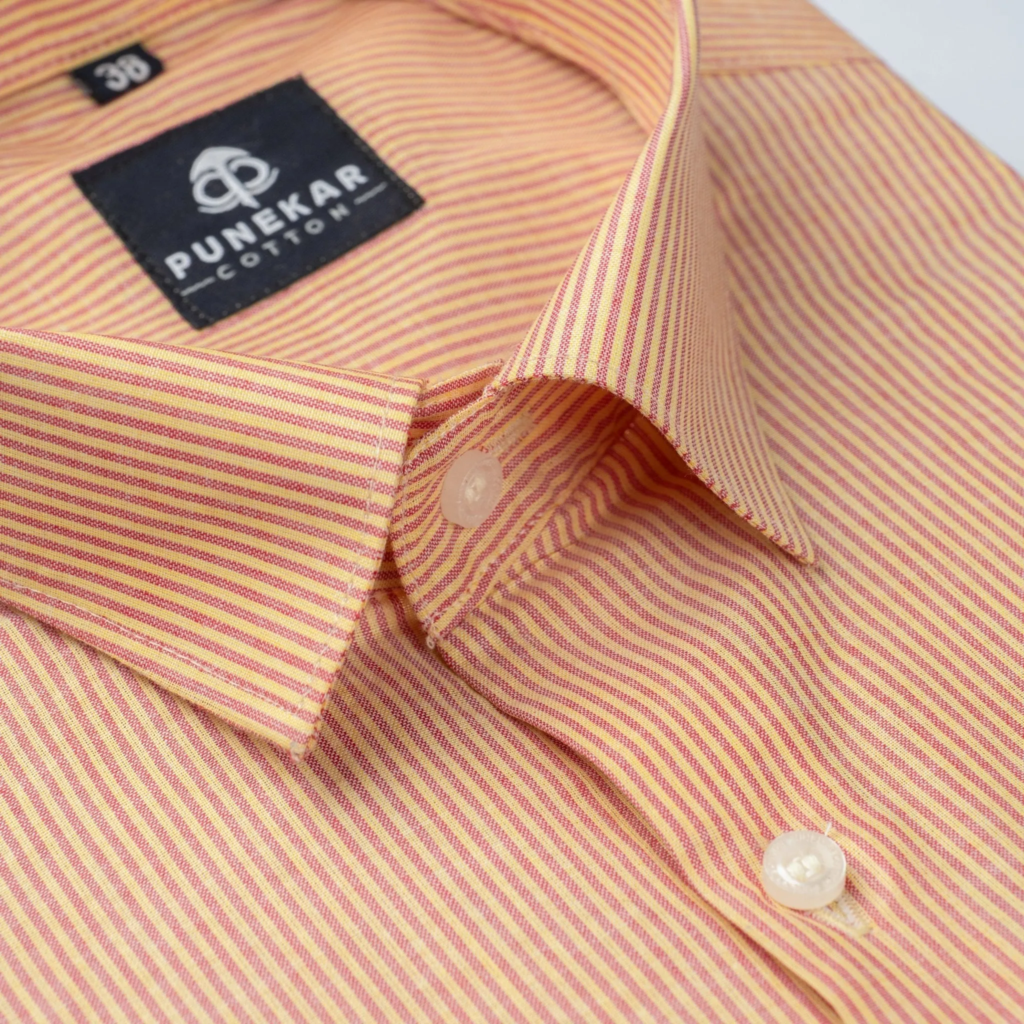 Light Orange Color Lining Paper Cotton Shirts For Men