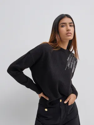 LOV Black Embellished Knitted Sweater