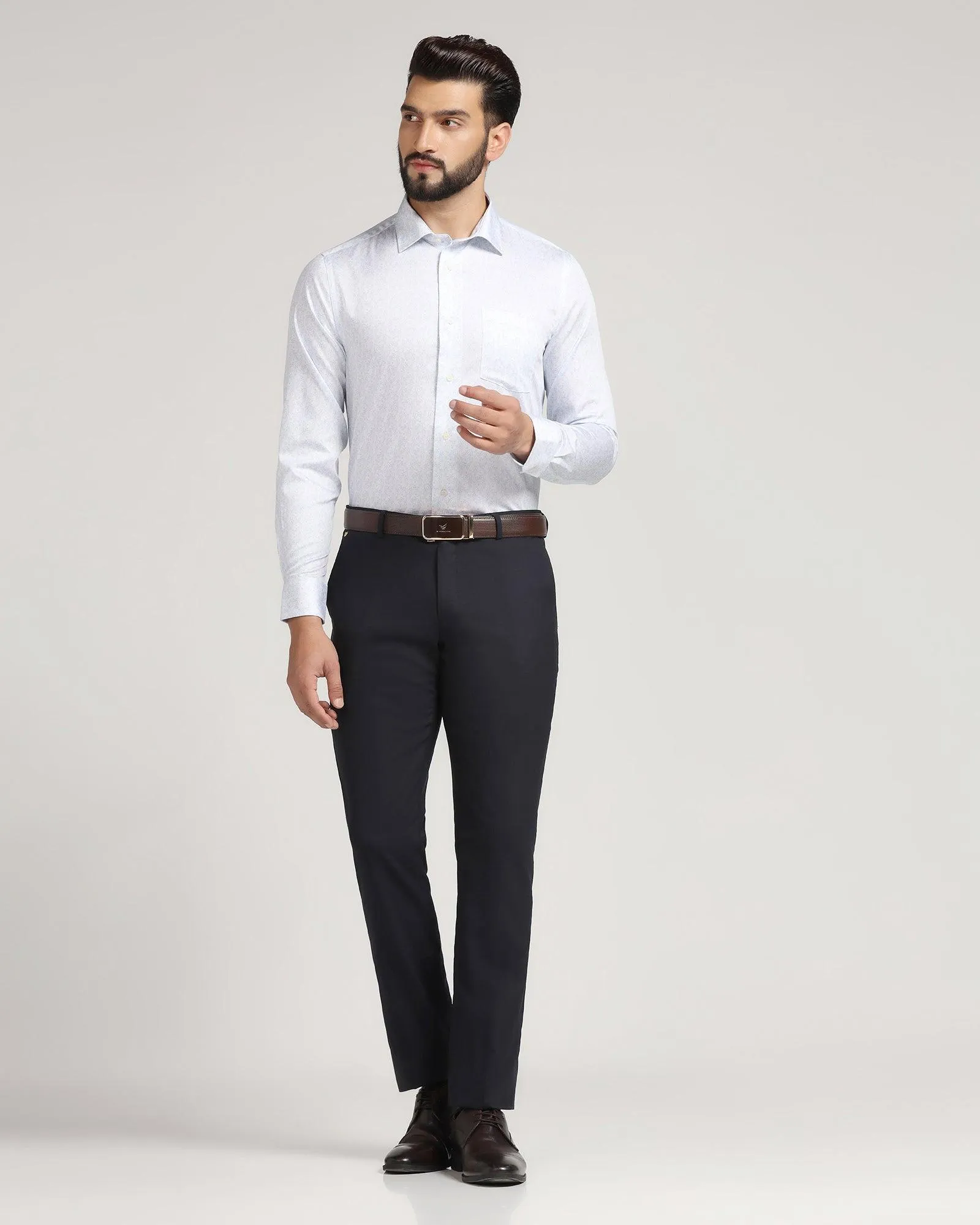 Luxe Slim Comfort B-95 Formal Navy Solid Trouser - Meter