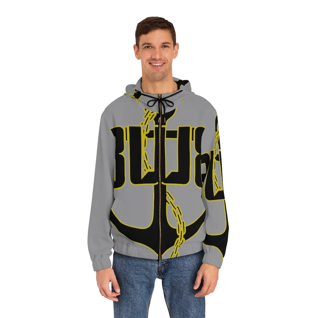 Men's Grey Full-Zip Hoodie