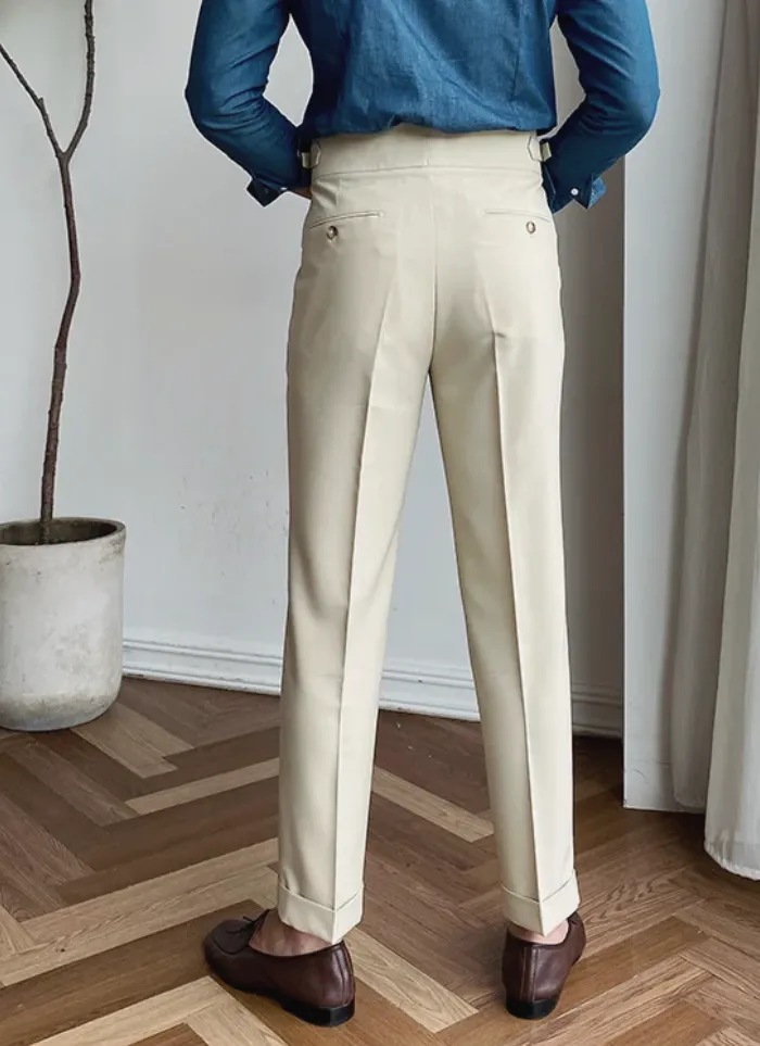 Mid-High Waist Italian Trousers - Ivory