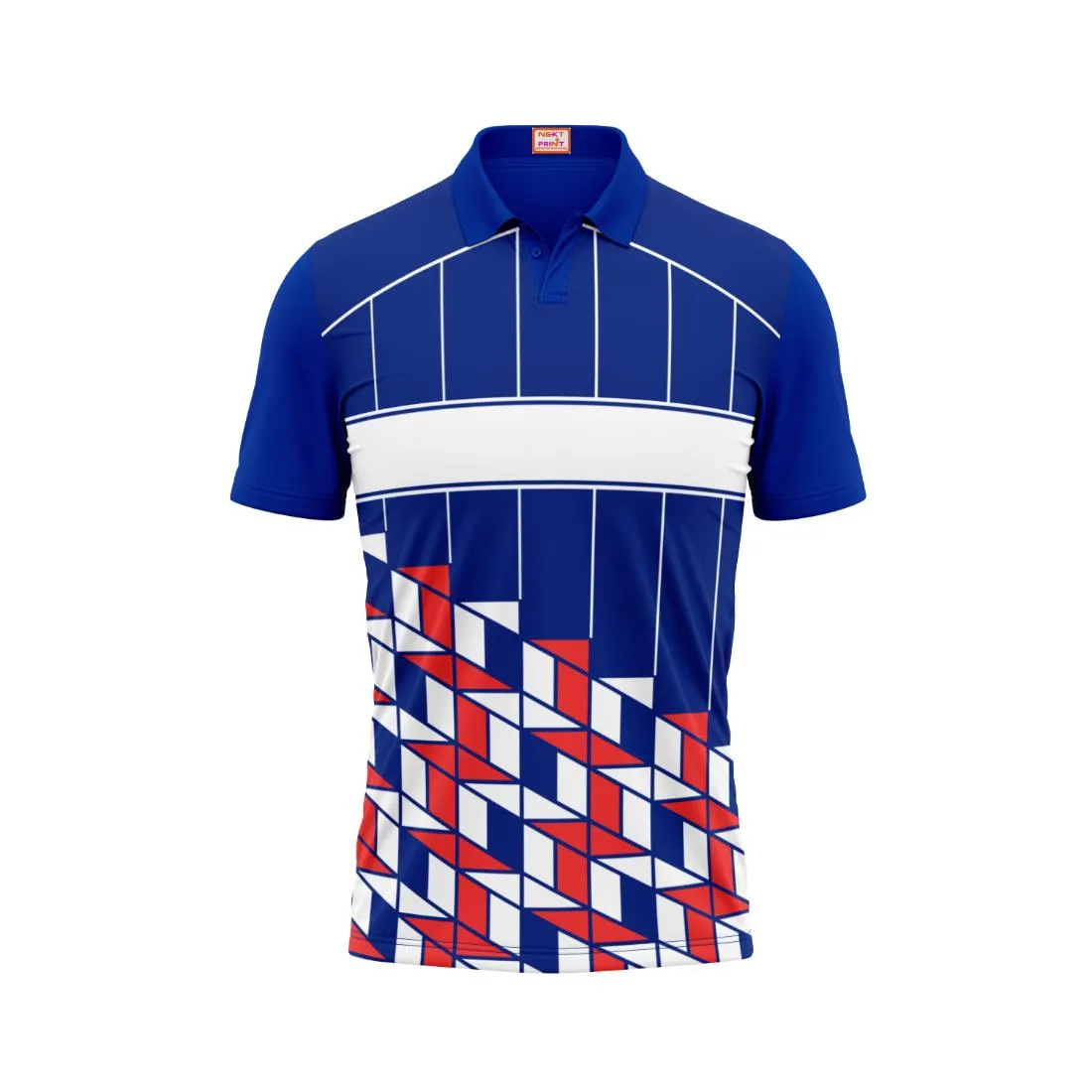 Next Print Polo Neck Royalblue Jersey