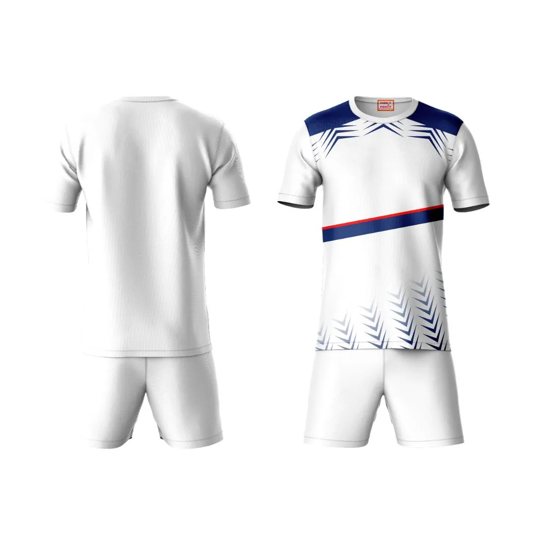 Next Print Round neck jersey white with shorts NPTS01