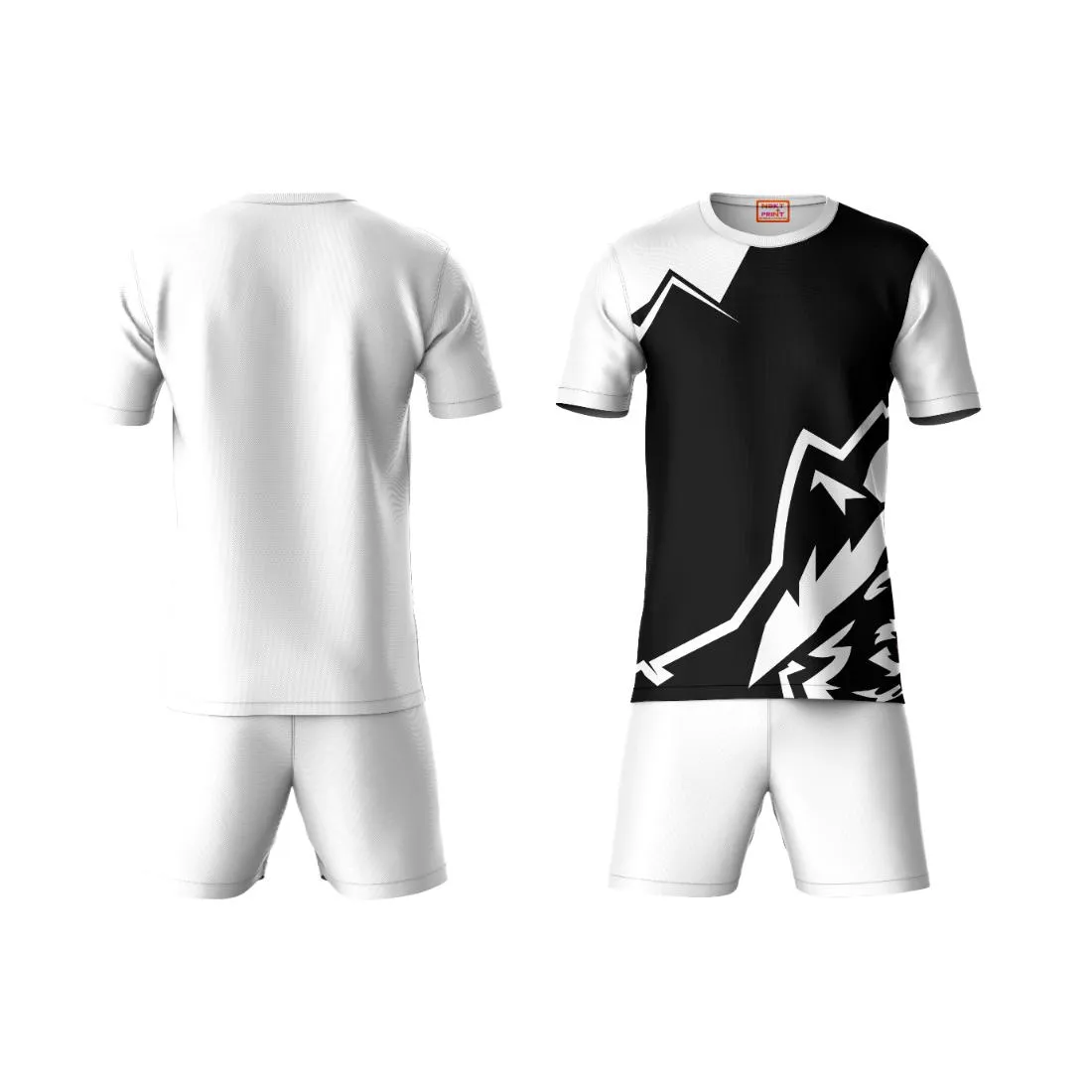 Next Print Round neck jersey white with shorts NPTS139