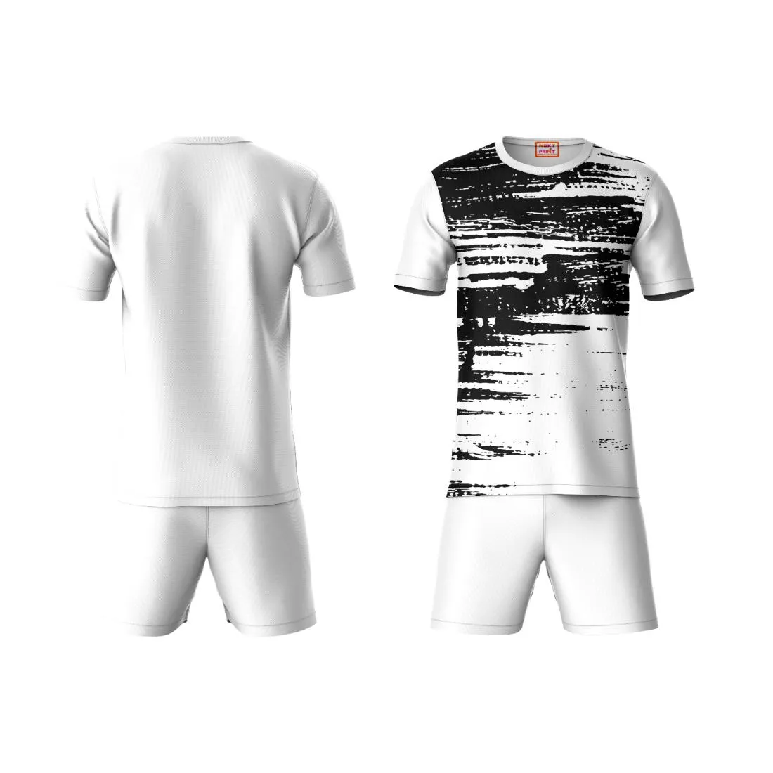 Next Print Round neck jersey white with shorts NPTS58