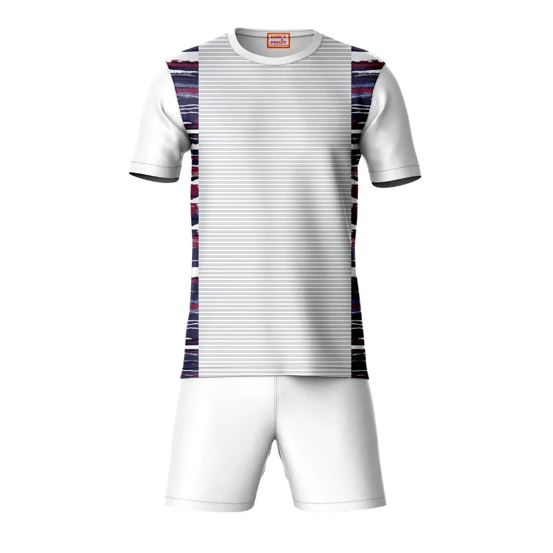 Next Print Round neck jersey white with shorts NPTS74