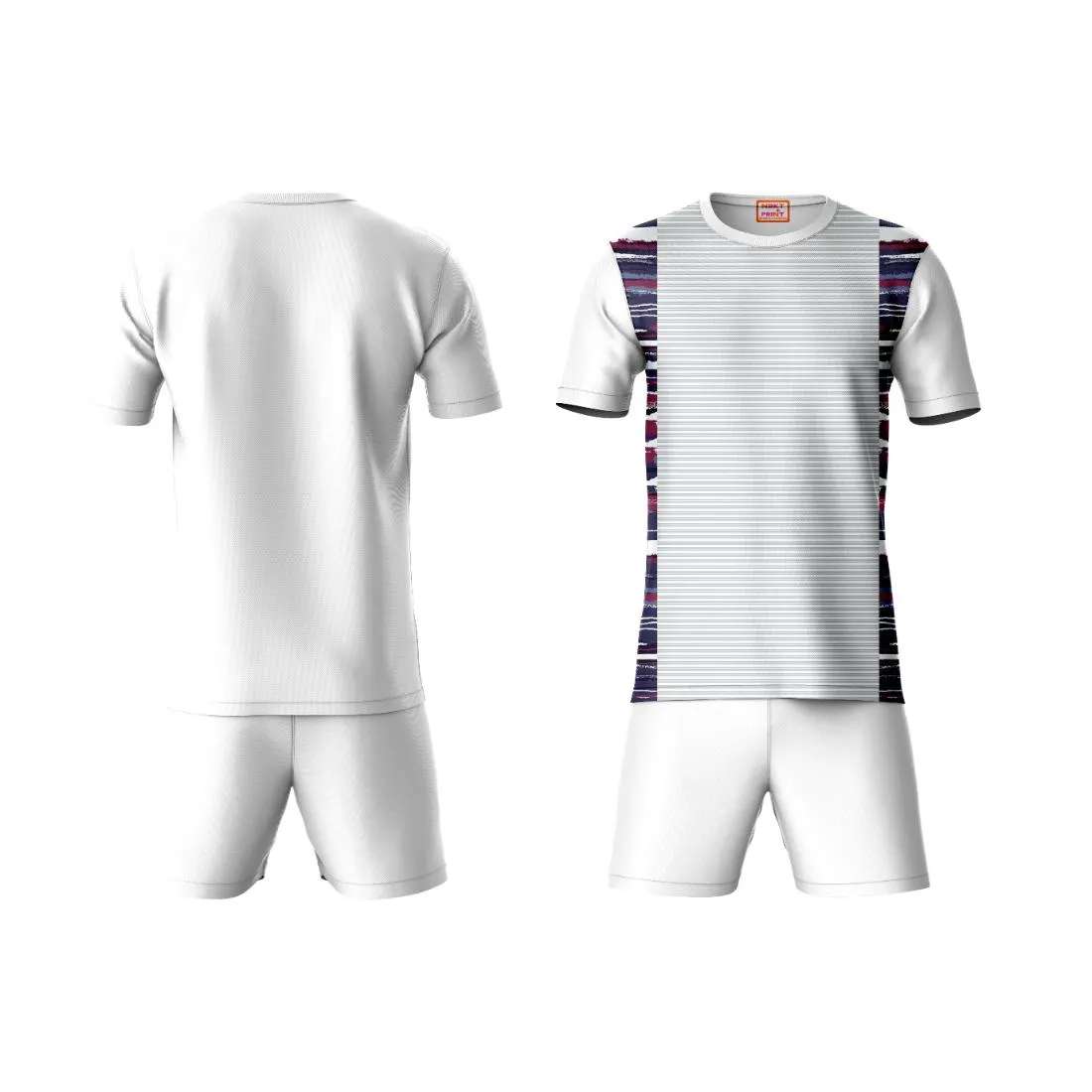 Next Print Round neck jersey white with shorts NPTS74