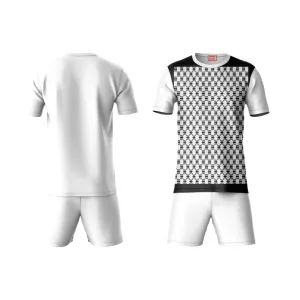 Next Print Round neck jersey white with shorts NPTS91