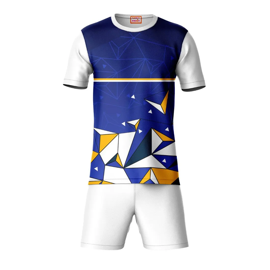 Next Print Round neck jersey white with shorts NPTS99