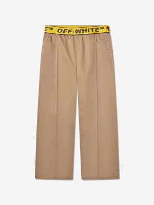 Off-White Boys Logo Industrial Chino Trousers in Beige