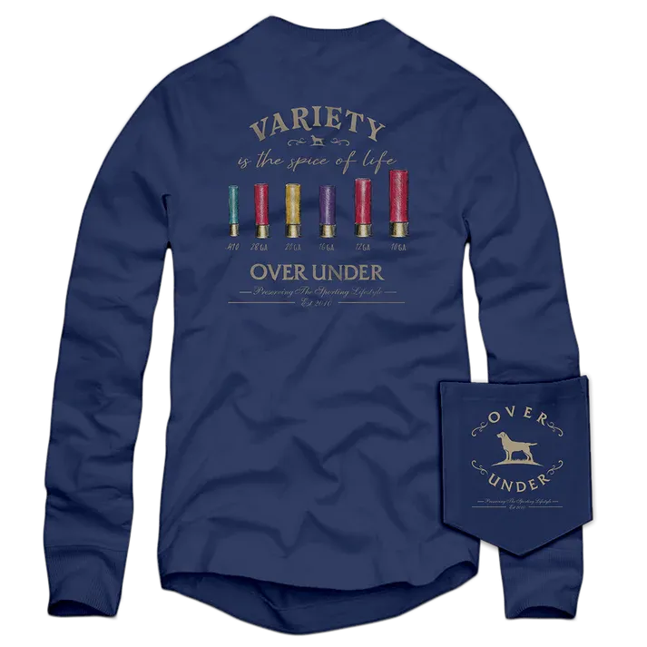 Over Under Long Sleeve Shotgun Variety T-Shirt in Navy