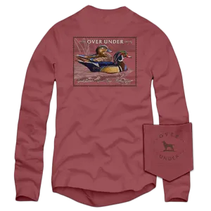 Over Under Long Sleeve Wood Duck Stamp T-Shirt in Brick