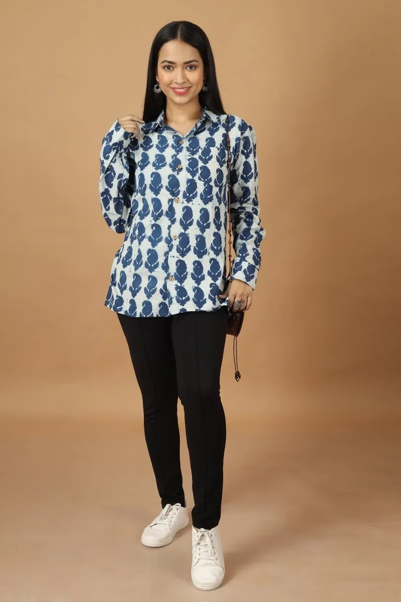 Pattrika Dabu Indigo Womens Cotton Shirt