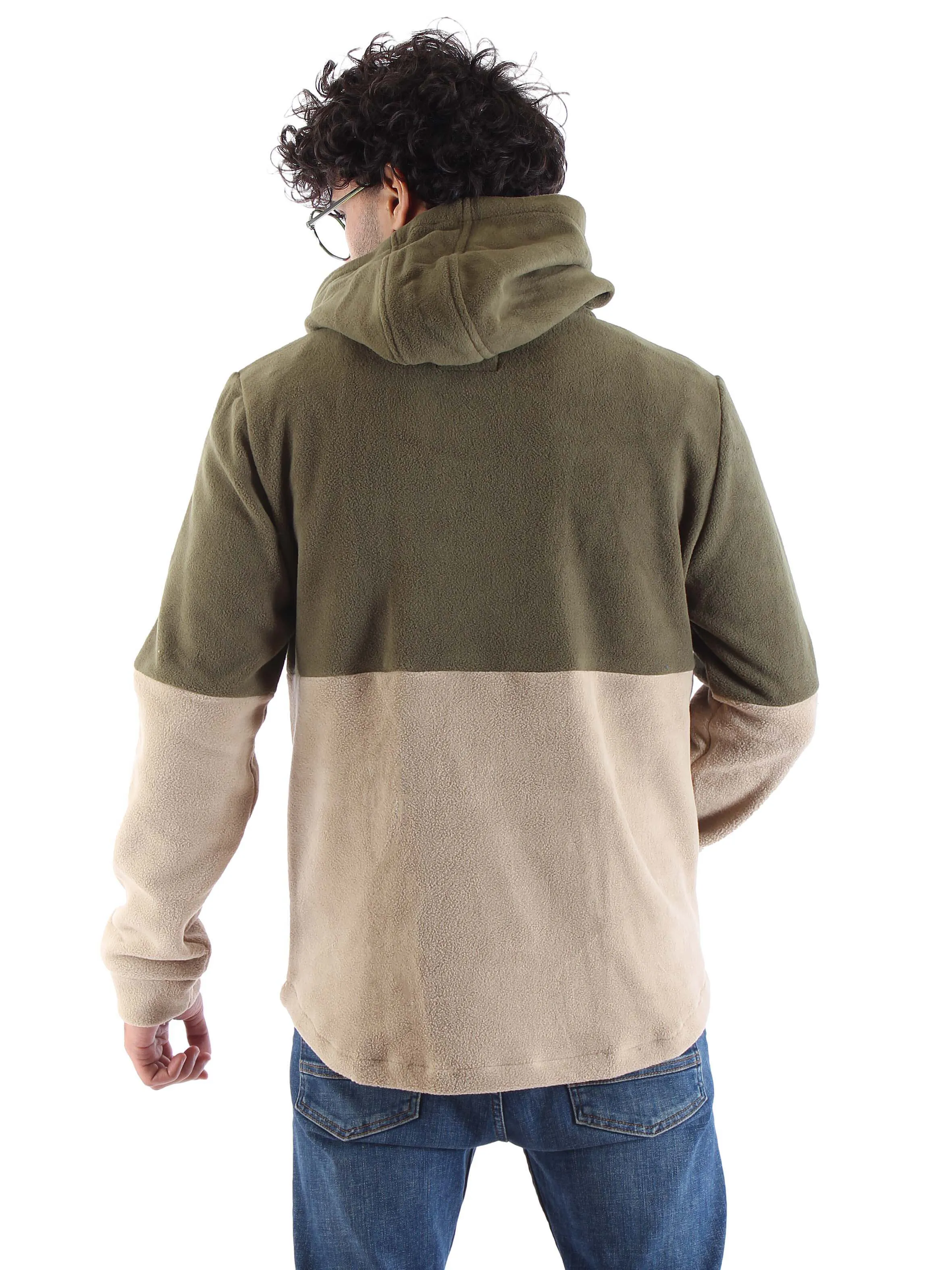 Polar Fleece Hoodie Shaped Hem Tree Top - Men