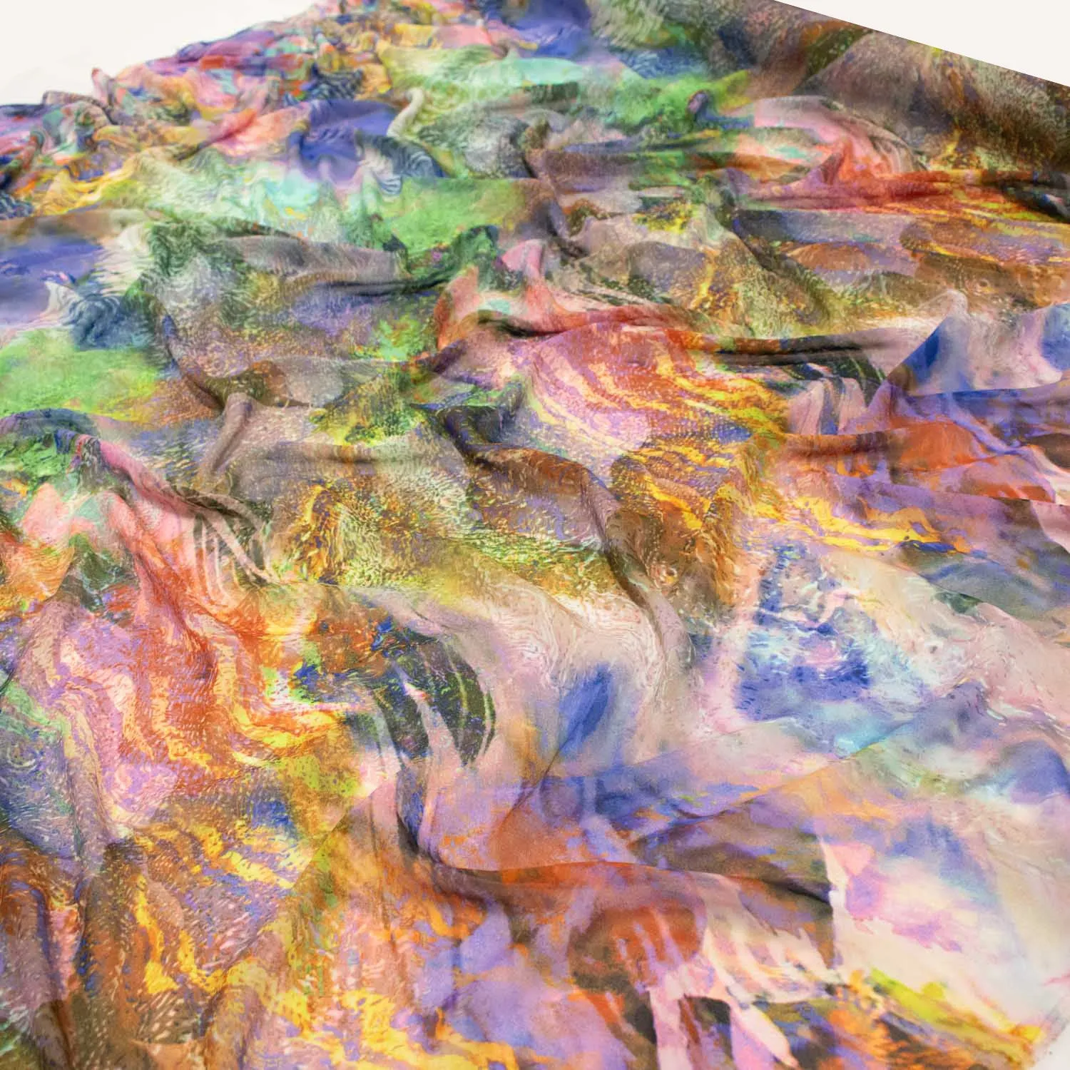 Printed Silky Chiffon Multicolor Abstract