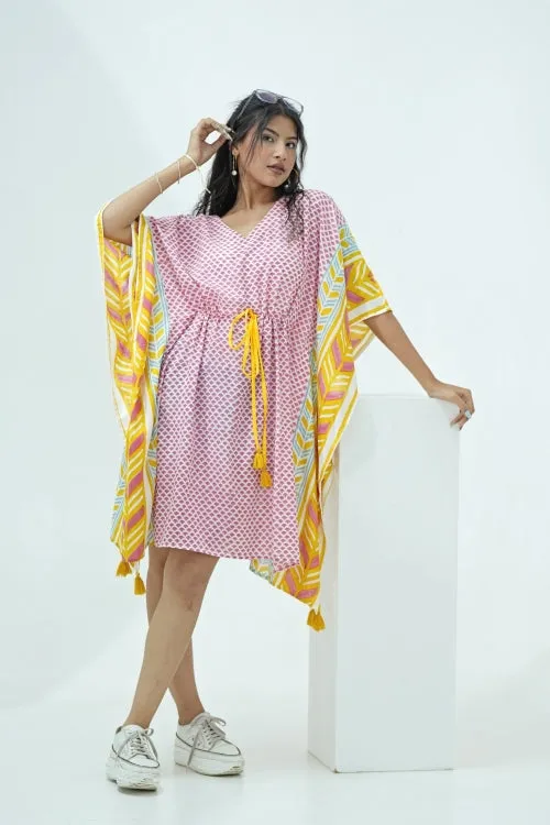 Rainbow Drops Hand Block Printed Kaftan