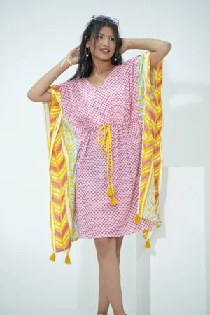 Rainbow Drops Hand Block Printed Kaftan