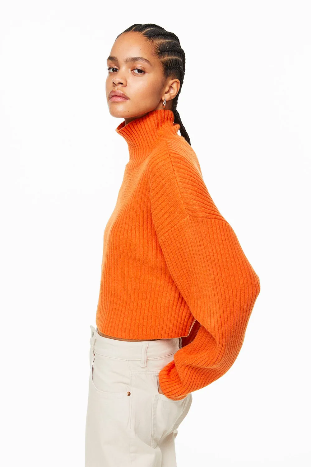 Ribbed Mock Turtleneck Sweater