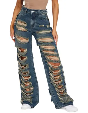 Rihanna Fenty Blue Ripped Jeans