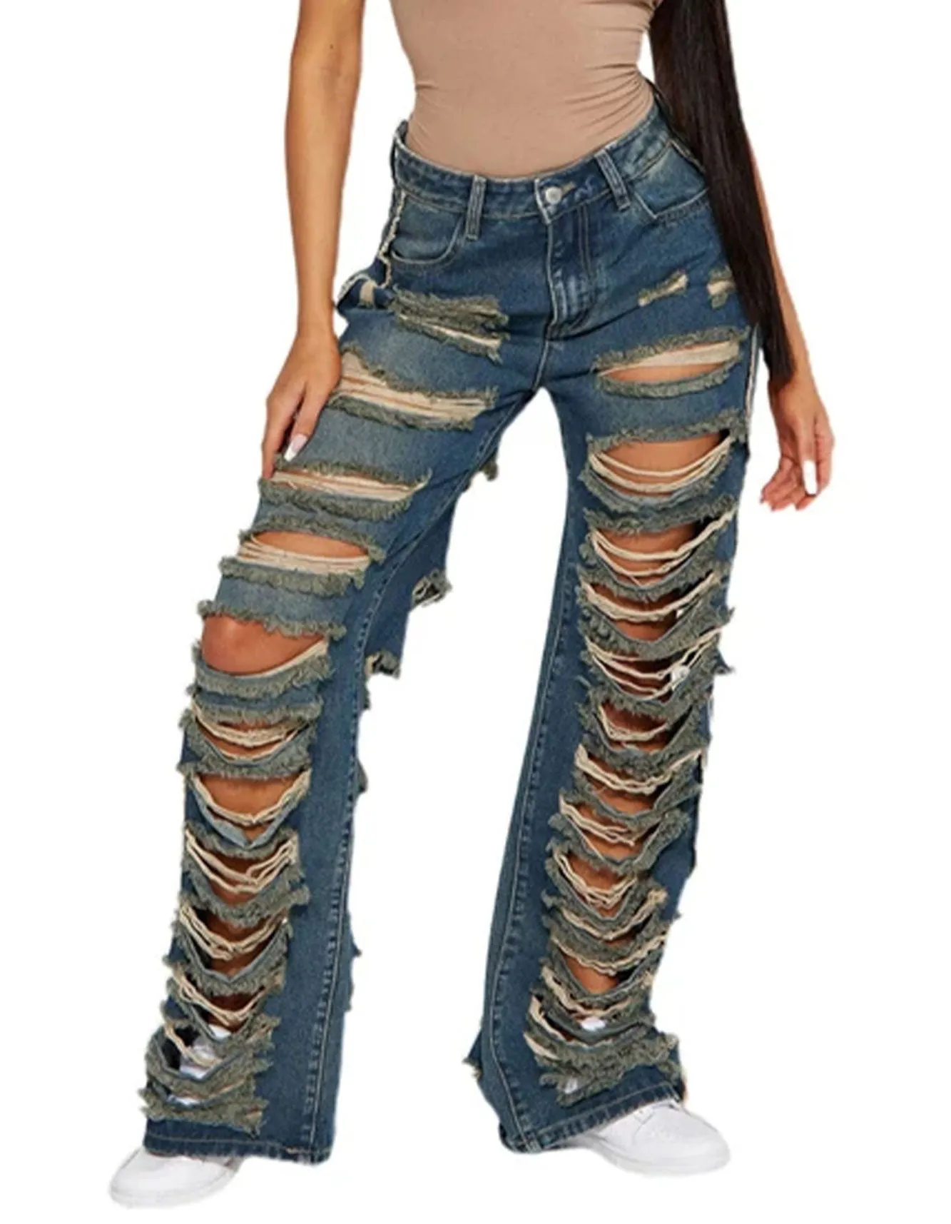 Rihanna Fenty Blue Ripped Jeans