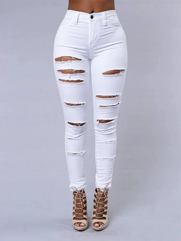 ripped jeans skinny casual pencil pants female*