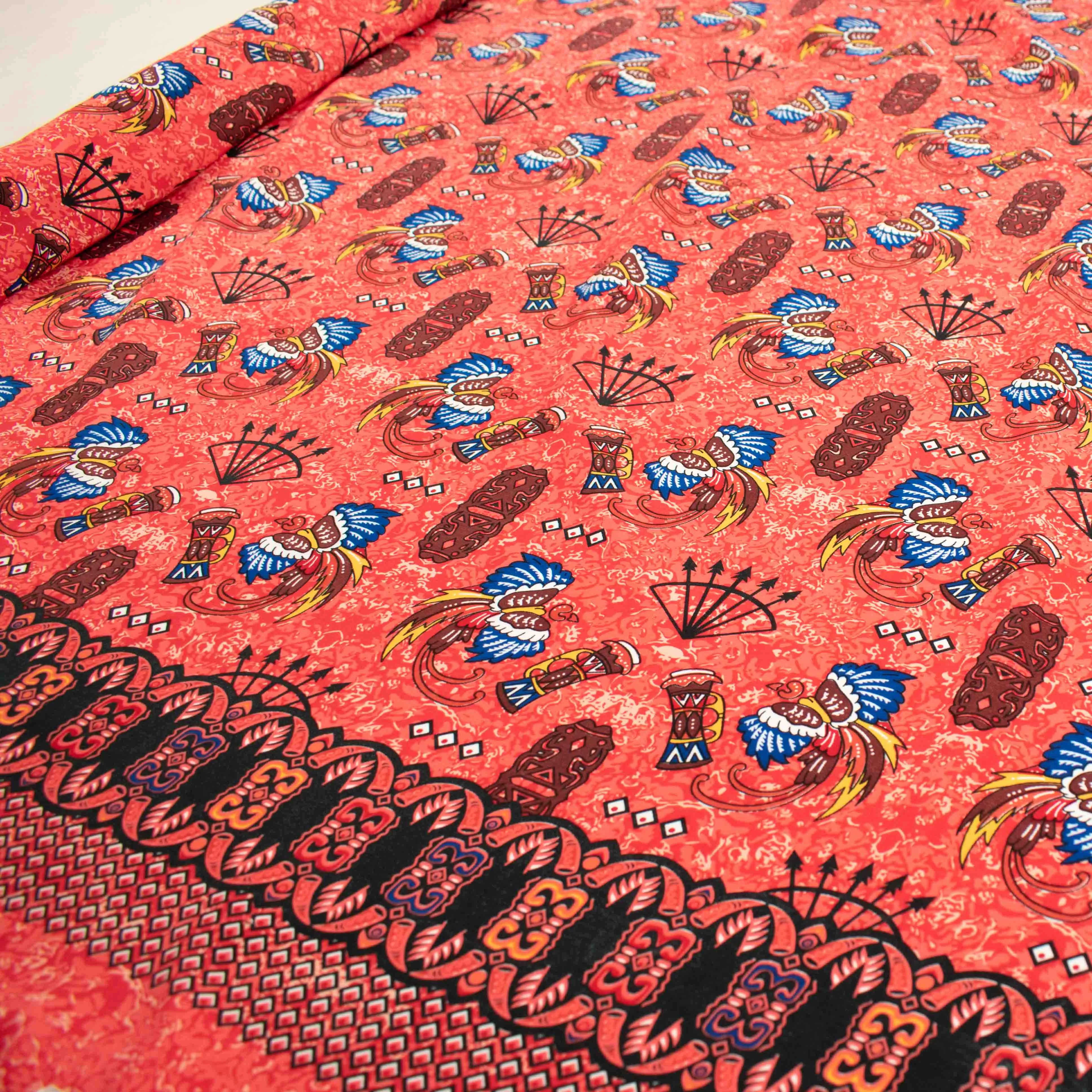 Sahara Ice Wash Prints Design-665 Blue Birds on Coral