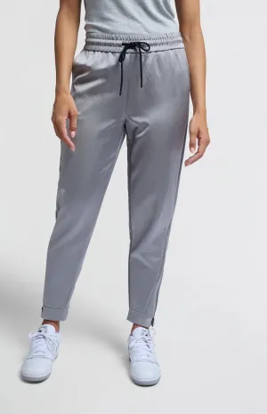 Satin Joggers in Light Metal Grey