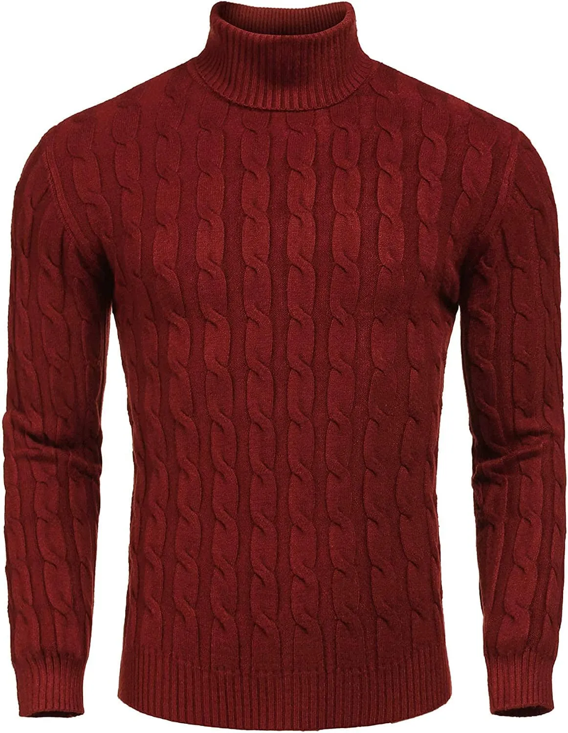 Slim Fit Turtleneck Twisted Knitted Pullover Sweater (US Only)