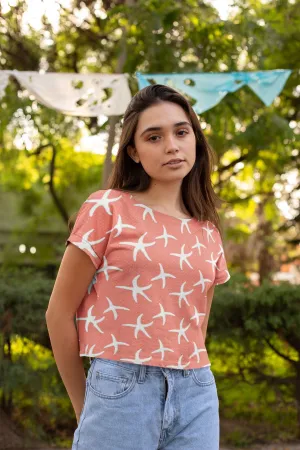 Stay Cool and Stylish: Summer Salmon Crop Tees for Women - Trendy, Casual, and Comfortable!