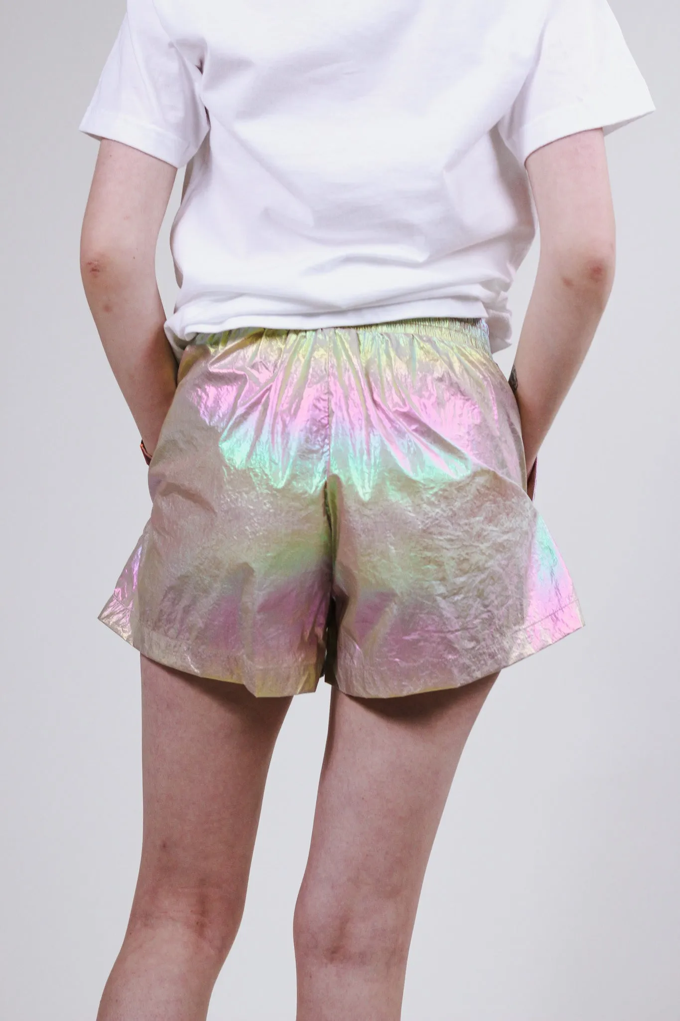 Take The Leap Taupe Iridescent Shorts